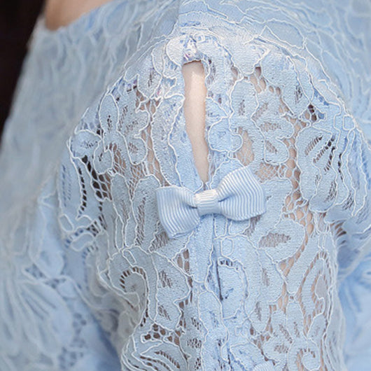 Blusa de Gasa con Mangas Linterna y Encaje - Image 6