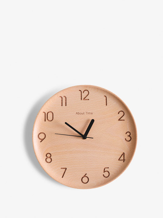 Reloj de Pared Silencioso en Madera de Haya - Diseño Nórdico Minimalista
