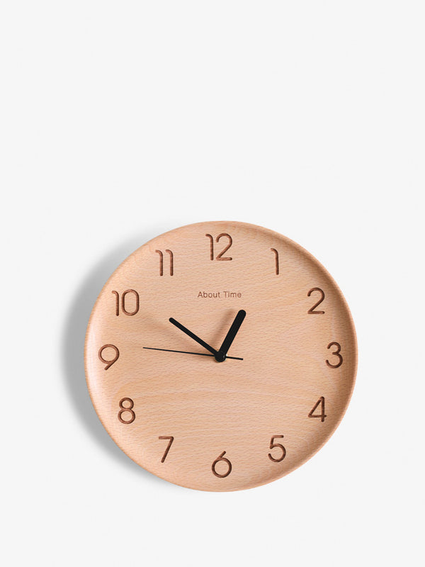 Reloj de Pared Silencioso en Madera de Haya - Diseño Nórdico Minimalista