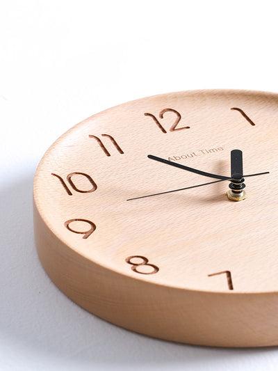 Reloj de Pared Silencioso en Madera de Haya - Diseño Nórdico Minimalista - Image 2