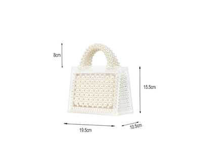 Bolso de Hombro Diagonal con Perlas Tejidas y Acrílico Transparente - Diseño Artesanal - Image 11