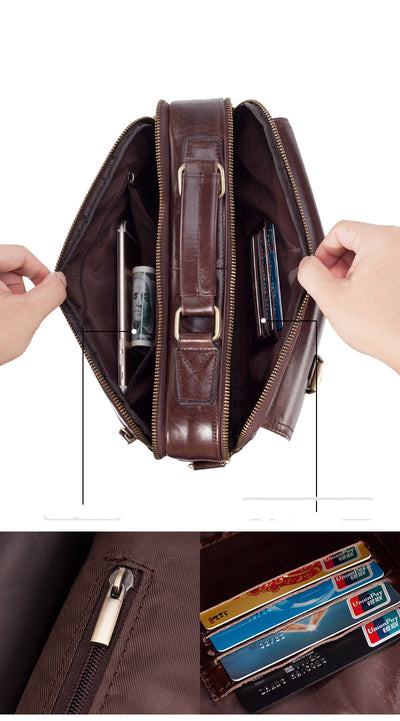 Maletín Ejecutivo de Cuero Genuino Pi Liushu - Bolso Mensajero Multifuncional de Gran Capacidad - Image 12