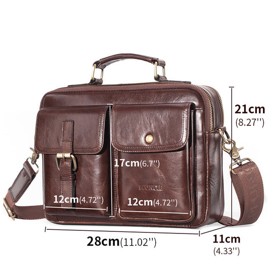 Maletín Ejecutivo de Cuero Genuino Pi Liushu - Bolso Mensajero Multifuncional de Gran Capacidad - Image 3
