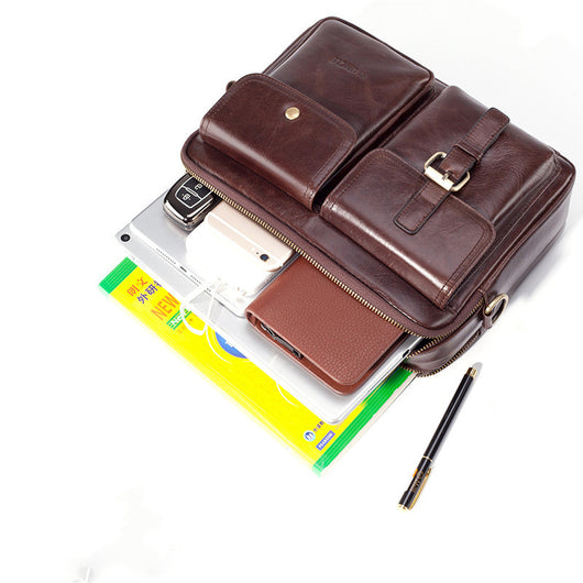 Maletín Ejecutivo de Cuero Genuino Pi Liushu - Bolso Mensajero Multifuncional de Gran Capacidad - Image 5