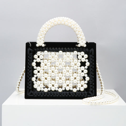Bolso de Hombro Diagonal con Perlas Tejidas y Acrílico Transparente - Diseño Artesanal - Image 19