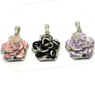 Memoria USB Flor de Rosal con Cristales y Diamantes - Image 3