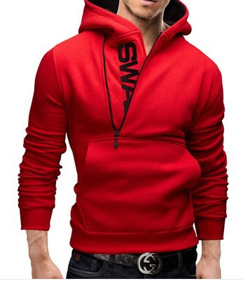Suéter Hoodie Hombre con Cierre Lateral y Contraste de Colores
