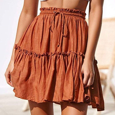 Falda Playera Retro con Cintura Ajustable y Volantes