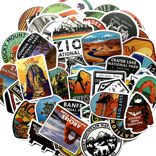 Pegatinas Impermeables de Parques Nacionales - Set de 50 Diseños