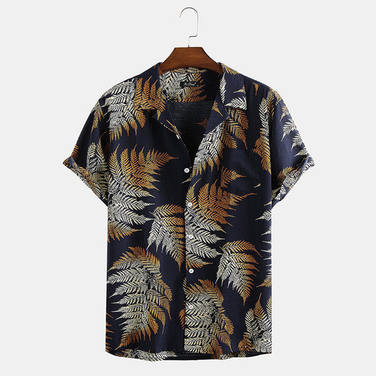 Camisa Cardigan Estampado Floral Manga Corta para Hombre - Image 3