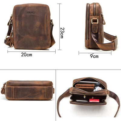 Bolsa Mensajero de Cuero Crazy Horse Retro para Hombre - Estilo Vintage Premium - Image 14
