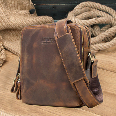 Bolsa Mensajero de Cuero Crazy Horse Retro para Hombre - Estilo Vintage Premium - Image 5