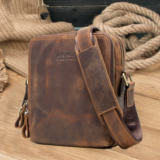 Bolsa Mensajero de Cuero Crazy Horse Retro para Hombre - Estilo Vintage Premium - Image 5