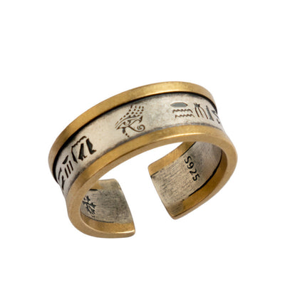 Anillo de Plata Tailandesa Ojo de Horus - Diseño Masculino con Incrustaciones de Cobre - Image 2