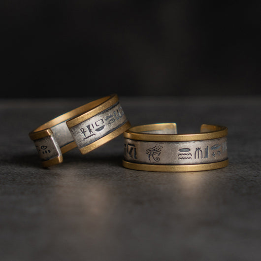 Anillo de Plata Tailandesa Ojo de Horus - Diseño Masculino con Incrustaciones de Cobre - Image 4