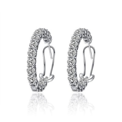 Aretes de Diamante Incrustado en Acero de Alto Carbono con Destello Brillante - Image 6