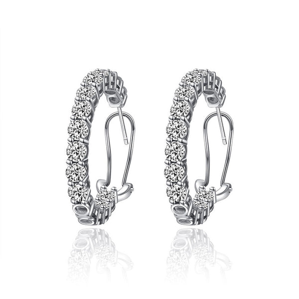 Aretes de Diamante Incrustado en Acero de Alto Carbono con Destello Brillante - Image 5