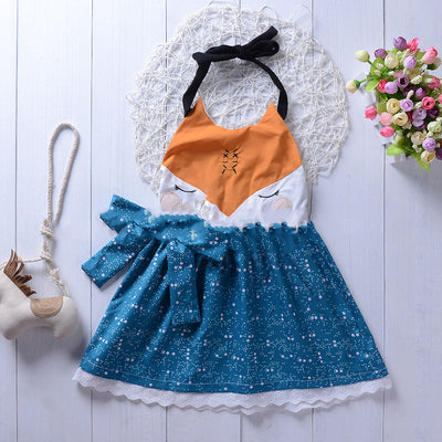 Vestido Princesa Niña Zorro Cartoon Espalda Descubierta con Encaje - Image 8