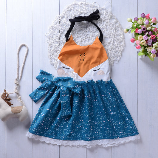 Vestido Princesa Niña Zorro Cartoon Espalda Descubierta con Encaje - Image 8