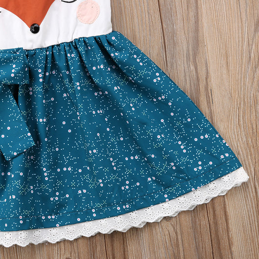 Vestido Princesa Niña Zorro Cartoon Espalda Descubierta con Encaje - Image 4