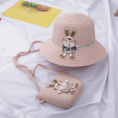 Set de Bolsa Decorativa y Sombrero de Paja con Diseño de Conejito - Image 4