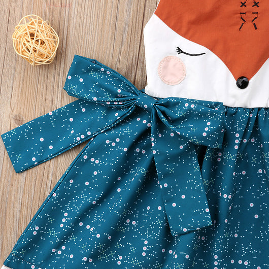 Vestido Princesa Niña Zorro Cartoon Espalda Descubierta con Encaje - Image 5