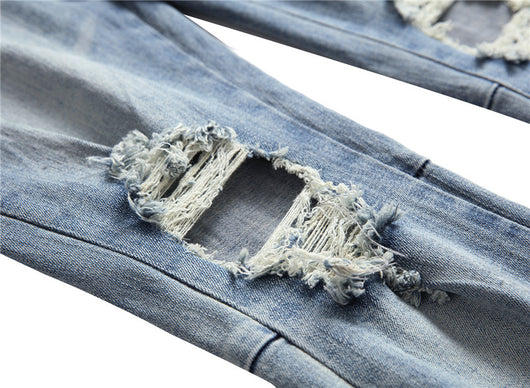 Pantalones Vaqueros Rotos con Cierre para Hombre - Denim Elástico - Image 7