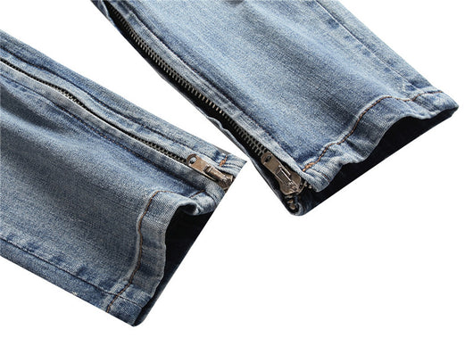 Pantalones Vaqueros Rotos con Cierre para Hombre - Denim Elástico - Image 8