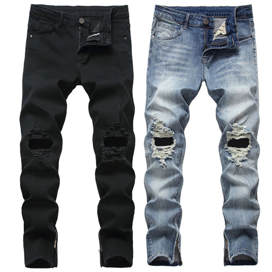 Pantalones Vaqueros Rotos con Cierre para Hombre - Denim Elástico - Image 10