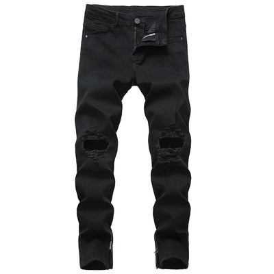 Pantalones Vaqueros Rotos con Cierre para Hombre - Denim Elástico - Image 9