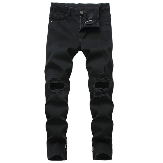 Pantalones Vaqueros Rotos con Cierre para Hombre - Denim Elástico