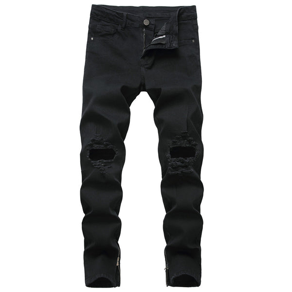 Pantalones Vaqueros Rotos con Cierre para Hombre - Denim Elástico