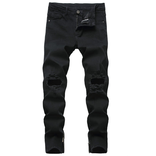 Pantalones Vaqueros Rotos con Cierre para Hombre - Denim Elástico