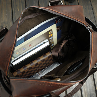 Bolsa de Cuero Crazy Horse para Hombre - Mochila Crossbody de Gran Capacidad para Viajes - Image 11