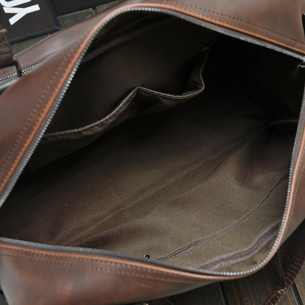 Bolsa de Cuero Crazy Horse para Hombre - Mochila Crossbody de Gran Capacidad para Viajes