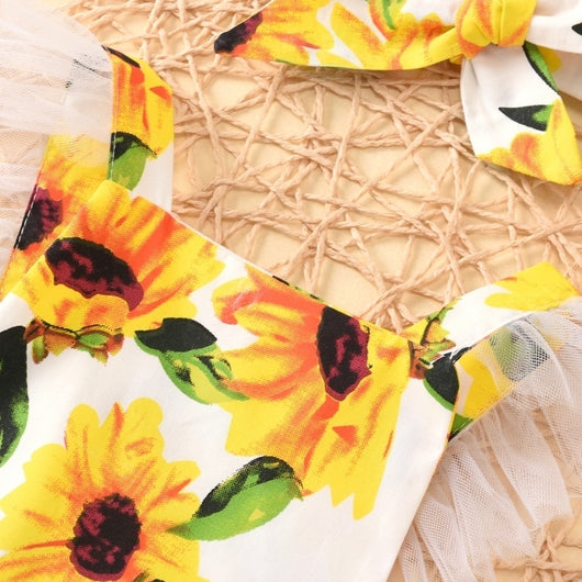 Jumpsuit Playero con Volantes y Estampado Girasol - Image 4