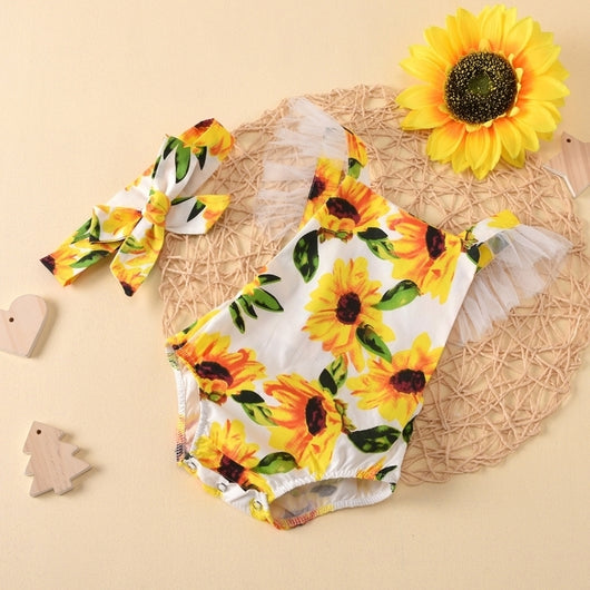 Jumpsuit Playero con Volantes y Estampado Girasol - Image 3