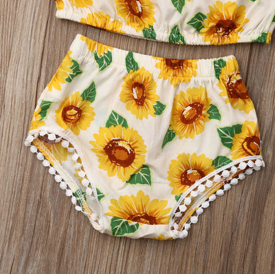 Traje de Baño Infantil Estampado Girasoles - Top Asimétrico y Short Triangular - Image 11