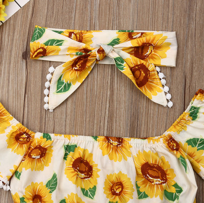 Traje de Baño Infantil Estampado Girasoles - Top Asimétrico y Short Triangular - Image 9