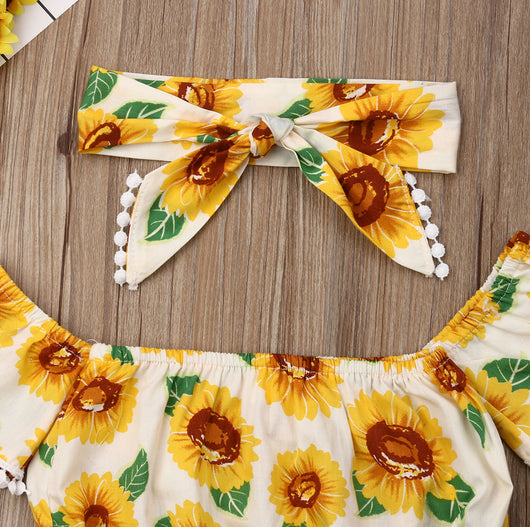 Traje de Baño Infantil Estampado Girasoles - Top Asimétrico y Short Triangular - Image 9