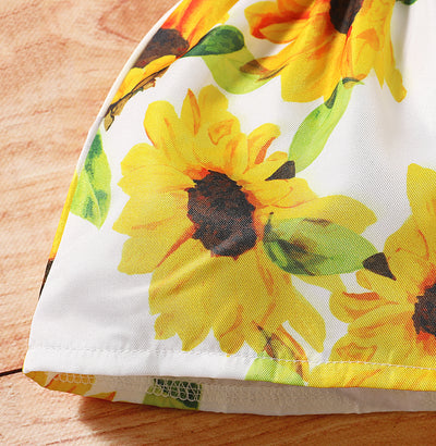 Conjunto de Tres Piezas para Bebé: Blusa y Shorts Estampado Girasol - Image 5