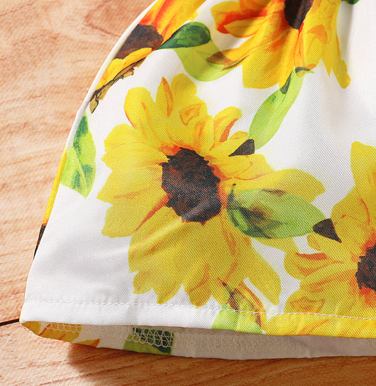 Conjunto de Tres Piezas para Bebé: Blusa y Shorts Estampado Girasol - Image 5