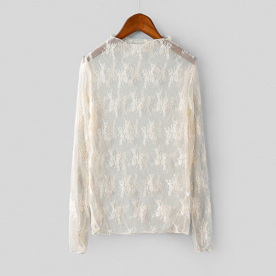 Blusa Encaje Transparente Manga Larga - Prenda Versátil para Capas - Image 6