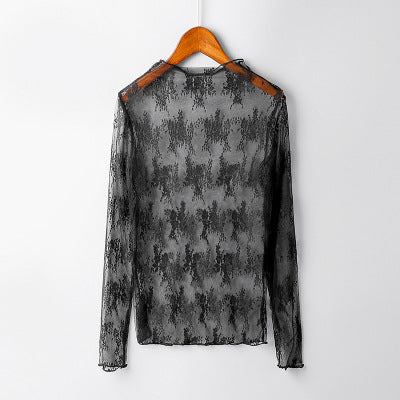 Blusa Encaje Transparente Manga Larga - Prenda Versátil para Capas - Image 4