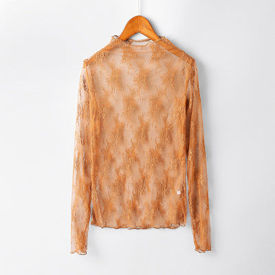 Blusa Encaje Transparente Manga Larga - Prenda Versátil para Capas - Image 5
