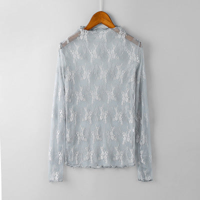 Blusa Encaje Transparente Manga Larga - Prenda Versátil para Capas - Image 7