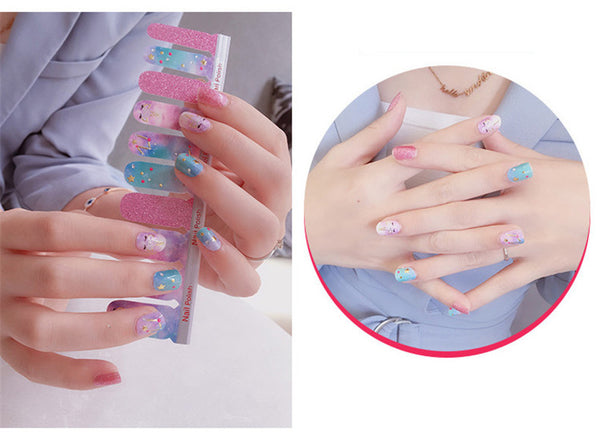 Pegatinas de Uñas 3D con Efecto Bronceado - Set de 20 Adhesivos de Doble Fila