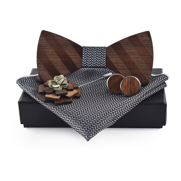 Conjunto Elegante de Corbatín, Pañuelo y Accesorios Formales