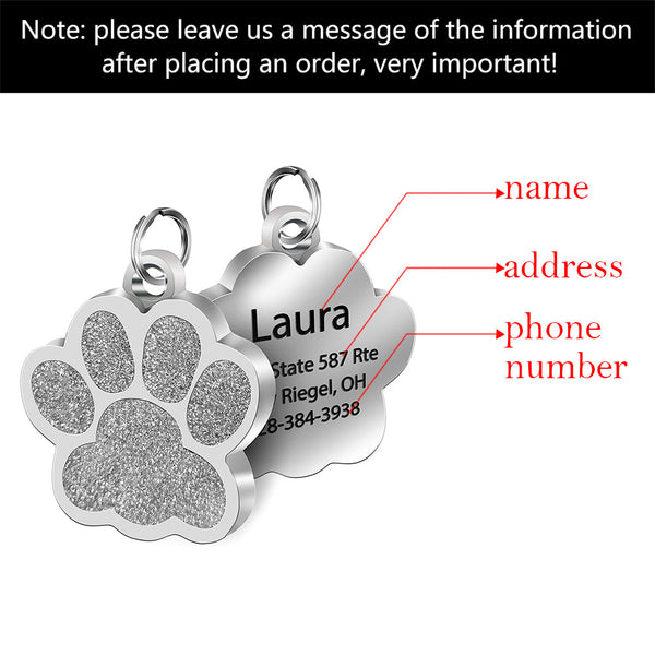 Placa de Identificación Personalizada para Perro en Acero Inoxidable