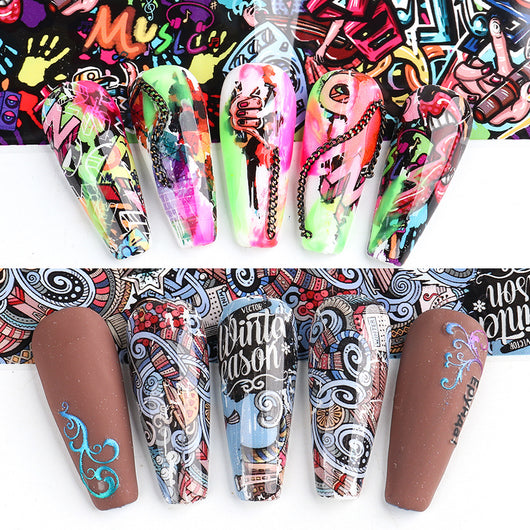 Stickers de Transferencia de Uñas con Personajes Cartoon Graffiti Trendy - Image 9